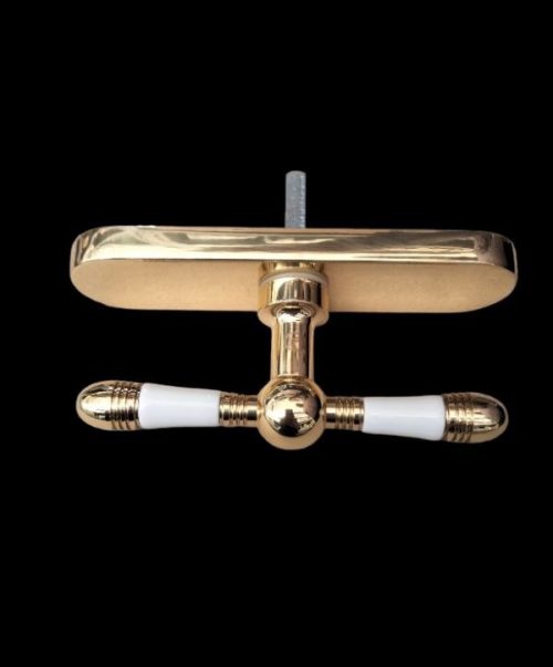 Maniglia cremonese per finestre e porte-finestra FUSITAL H320F oro (Porcellana Bianca) - Image 3